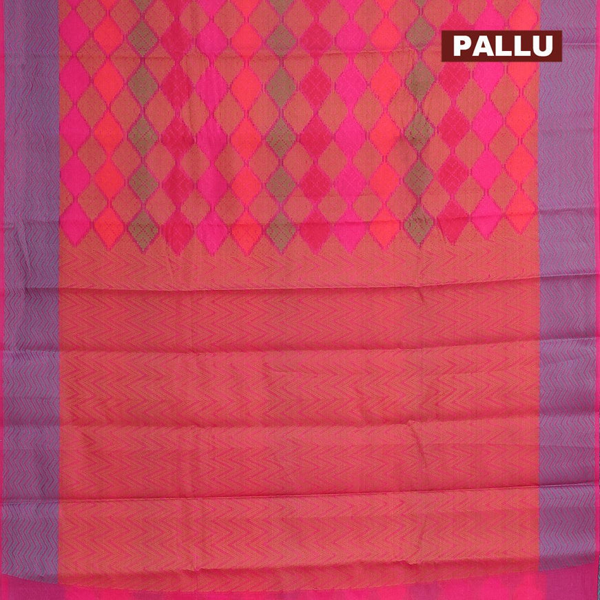 Semi chanderi saree pink and with allover thread weaves and woven border - {{ collection.title }} by Prashanti Sarees