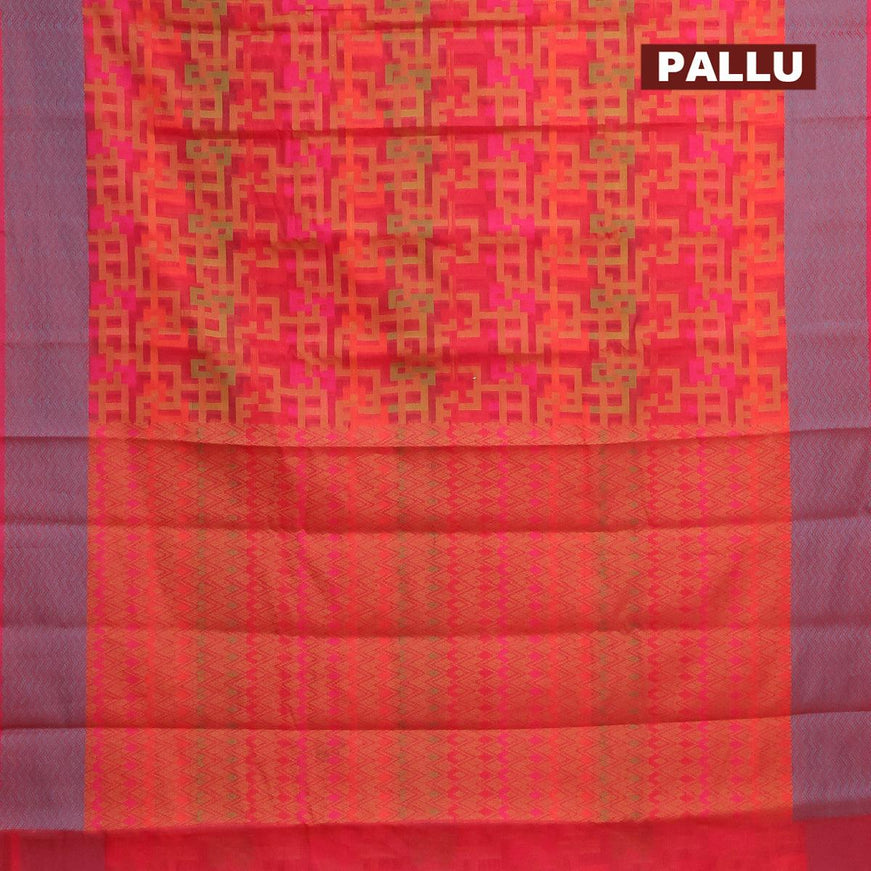 Semi chanderi saree pink and with allover thread weaves and woven border - {{ collection.title }} by Prashanti Sarees