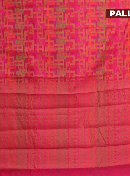 Semi chanderi saree pink and with allover thread weaves and woven border - {{ collection.title }} by Prashanti Sarees