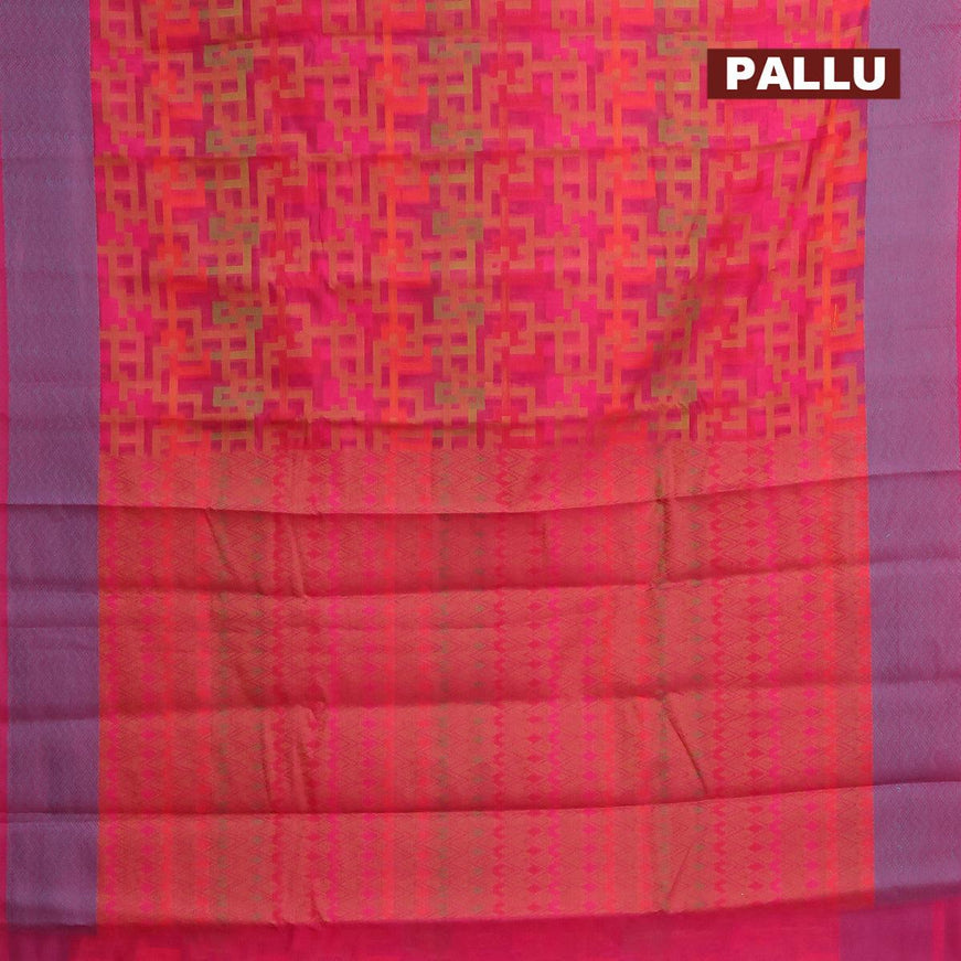 Semi chanderi saree pink and with allover thread weaves and woven border - {{ collection.title }} by Prashanti Sarees