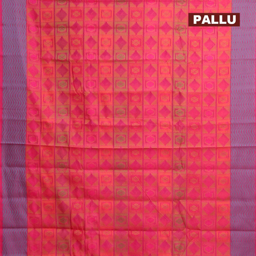 Semi chanderi saree pink and with allover thread weaves and woven border - {{ collection.title }} by Prashanti Sarees