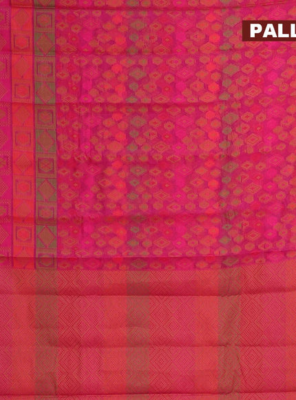 Semi chanderi saree pink and with allover thread weaves and woven border - {{ collection.title }} by Prashanti Sarees