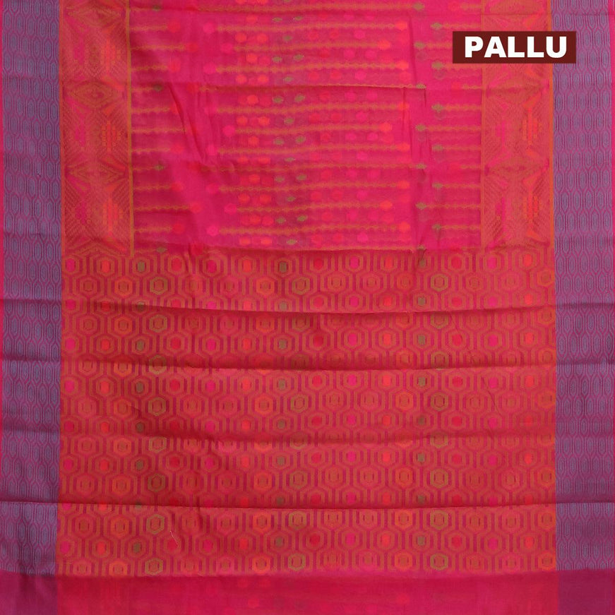 Semi chanderi saree pink and with allover thread weaves and woven border - {{ collection.title }} by Prashanti Sarees