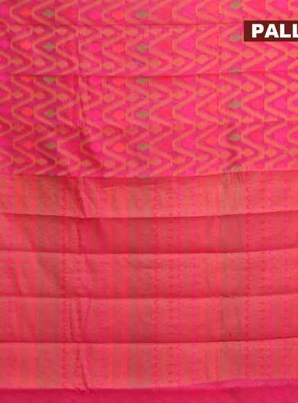 Semi chanderi saree pink and with allover thread weaves and woven border - {{ collection.title }} by Prashanti Sarees