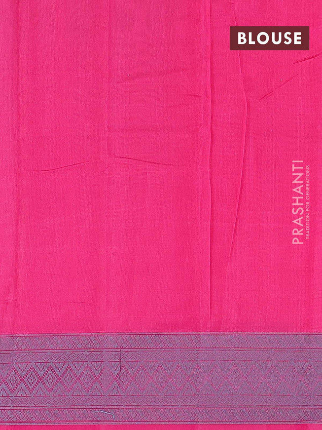 Semi chanderi saree pink and with allover thread weaves and woven border - {{ collection.title }} by Prashanti Sarees