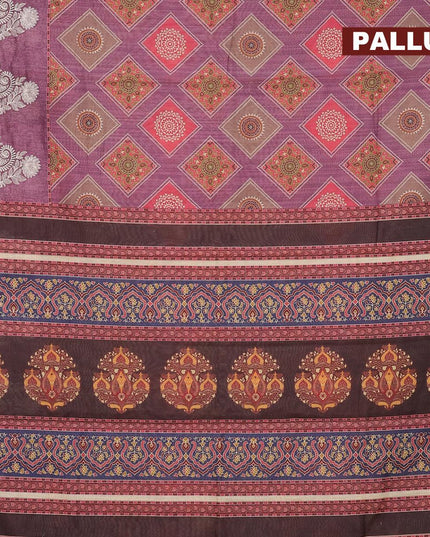 Semi chanderi saree purple shade with bandhani & ajrakh prints and embroidery butta border - {{ collection.title }} by Prashanti Sarees