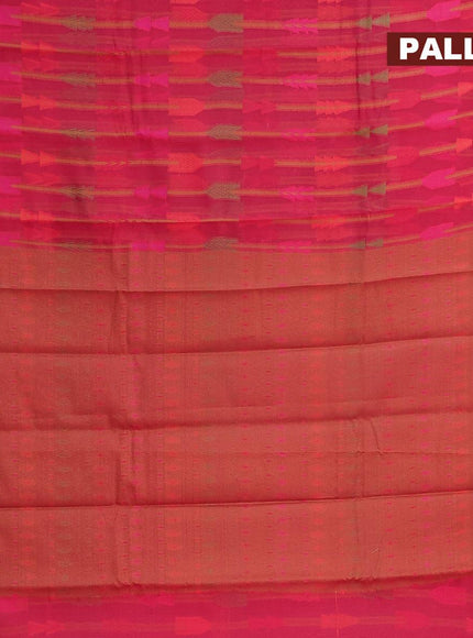 Semi chanderi saree reddish pink and pink with allover thread weaves and woven border - {{ collection.title }} by Prashanti Sarees