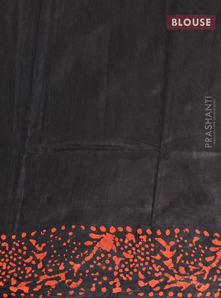 Semi dola saree black and orange with allover batik prints and kanjivaram style border - {{ collection.title }} by Prashanti Sarees