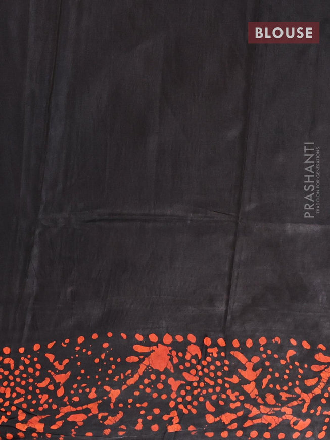 Semi dola saree black and orange with allover batik prints and kanjivaram style border - {{ collection.title }} by Prashanti Sarees