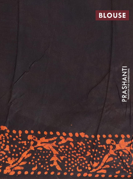 Semi dola saree black and orange with allover batik prints and kanjivaram style border - {{ collection.title }} by Prashanti Sarees