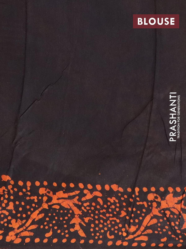 Semi dola saree black and orange with allover batik prints and kanjivaram style border - {{ collection.title }} by Prashanti Sarees