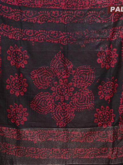 Semi dola saree black and pink shade with allover batik prints and kanjivaram style border - {{ collection.title }} by Prashanti Sarees