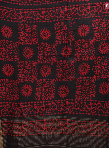 Semi dola saree black and red with allover batik prints and kanjivaram style border - {{ collection.title }} by Prashanti Sarees