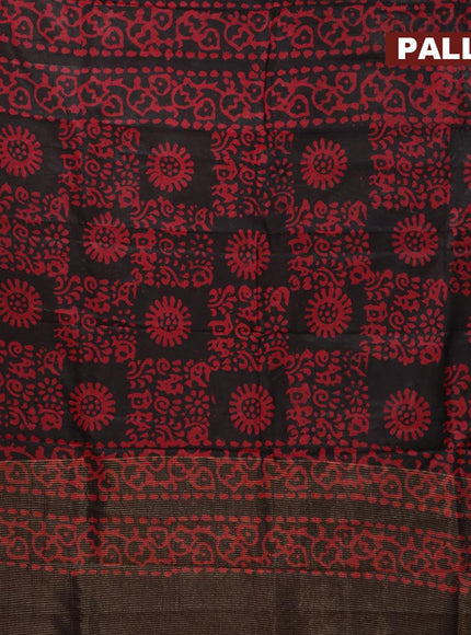 Semi dola saree black and red with allover batik prints and kanjivaram style border - {{ collection.title }} by Prashanti Sarees