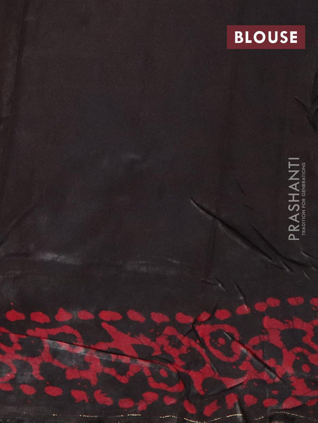 Semi dola saree black and red with allover batik prints and kanjivaram style border - {{ collection.title }} by Prashanti Sarees