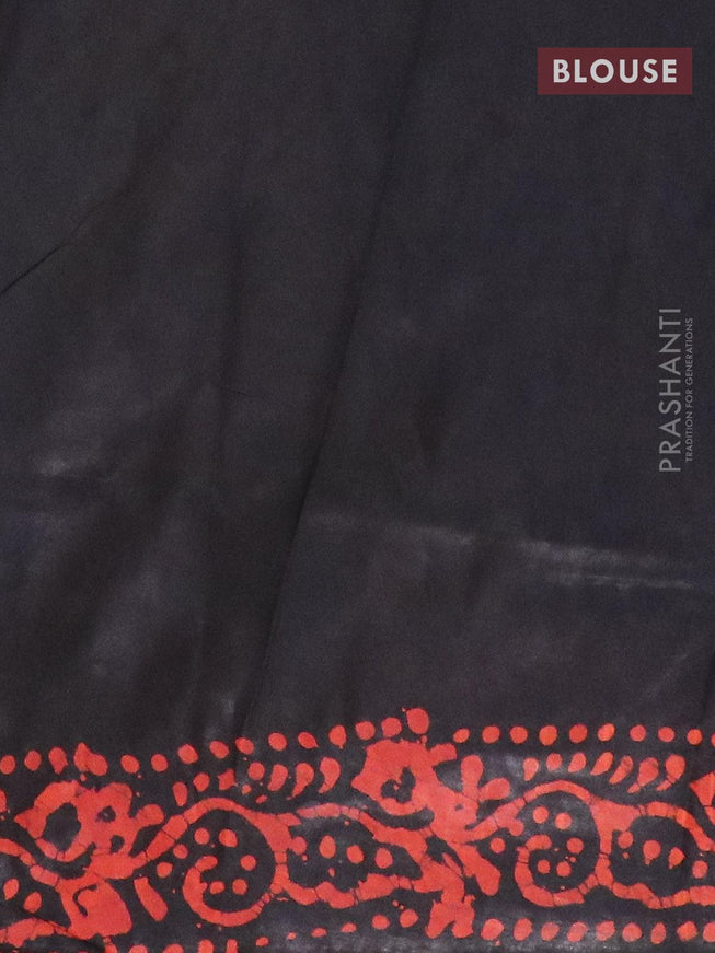 Semi dola saree black with allover batik prints and kanjivaram style border - {{ collection.title }} by Prashanti Sarees