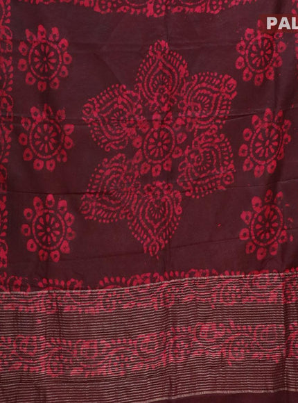 Semi dola saree brown and pink with allover batik prints and kanjivaram style border - {{ collection.title }} by Prashanti Sarees