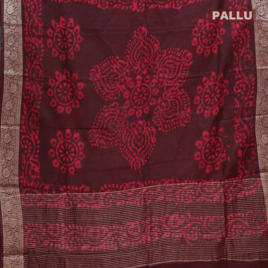 Semi dola saree brown and pink with allover batik prints and kanjivaram style border - {{ collection.title }} by Prashanti Sarees