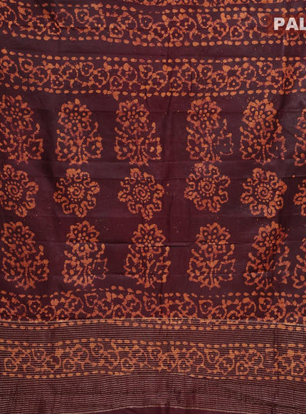 Semi dola saree brown and sandal with allover batik prints and kanjivaram style border - {{ collection.title }} by Prashanti Sarees