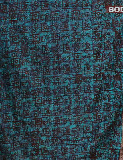 Semi dola saree brown and teal blue with allover batik prints and kanjivaram style border - {{ collection.title }} by Prashanti Sarees