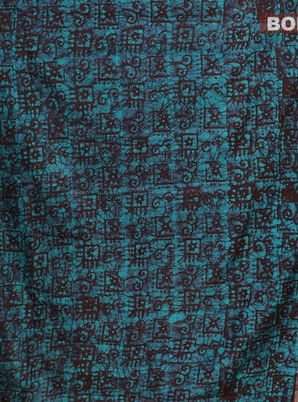 Semi dola saree brown and teal blue with allover batik prints and kanjivaram style border - {{ collection.title }} by Prashanti Sarees