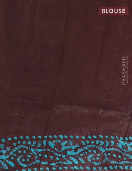 Semi dola saree brown and teal blue with allover batik prints and kanjivaram style border - {{ collection.title }} by Prashanti Sarees