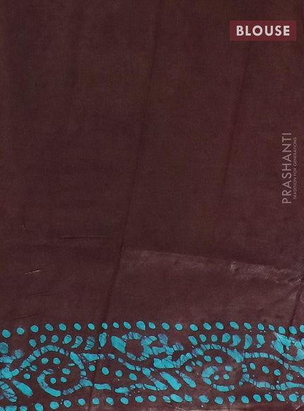 Semi dola saree brown and teal blue with allover batik prints and kanjivaram style border - {{ collection.title }} by Prashanti Sarees