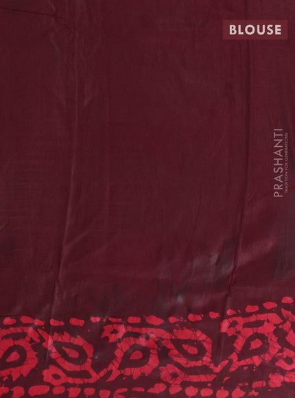 Semi dola saree coffee brown and maroon with allover batik prints and kanjivaram style border - {{ collection.title }} by Prashanti Sarees