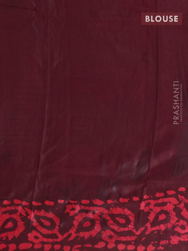 Semi dola saree coffee brown and maroon with allover batik prints and kanjivaram style border - {{ collection.title }} by Prashanti Sarees