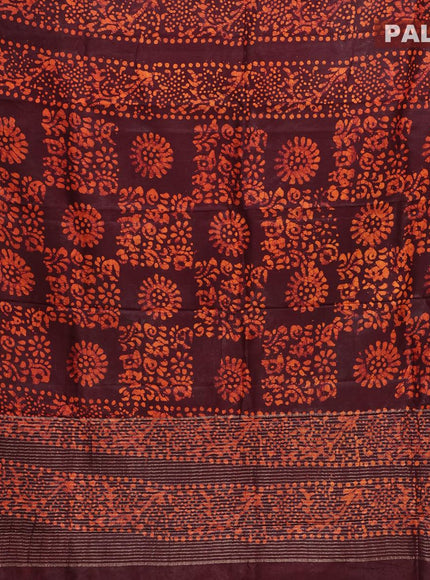 Semi dola saree coffee brown and orange with allover batik prints and kanjivaram style border - {{ collection.title }} by Prashanti Sarees