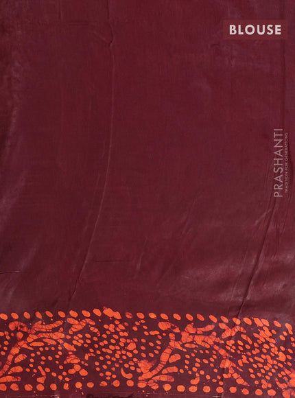 Semi dola saree coffee brown and orange with allover batik prints and kanjivaram style border - {{ collection.title }} by Prashanti Sarees