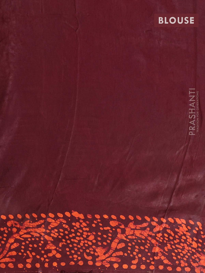 Semi dola saree coffee brown and orange with allover batik prints and kanjivaram style border - {{ collection.title }} by Prashanti Sarees