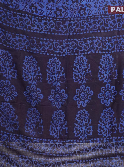 Semi dola saree dark blue and blue with allover batik prints and kanjivaram style border - {{ collection.title }} by Prashanti Sarees