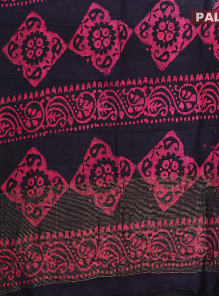 Semi dola saree dark blue and pink with allover batik prints and kanjivaram style border - {{ collection.title }} by Prashanti Sarees