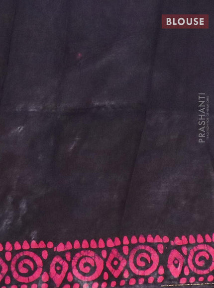 Semi dola saree dark blue and pink with allover batik prints and kanjivaram style border - {{ collection.title }} by Prashanti Sarees