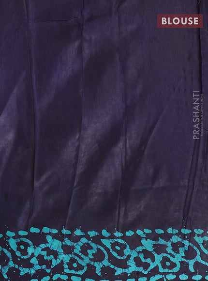 Semi dola saree dark blue and teal blue with allover batik prints and kanjivaram style border - {{ collection.title }} by Prashanti Sarees