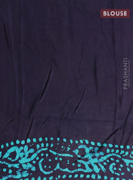 Semi dola saree dark blue and teal shade with allover batik prints and kanjivaram style border - {{ collection.title }} by Prashanti Sarees