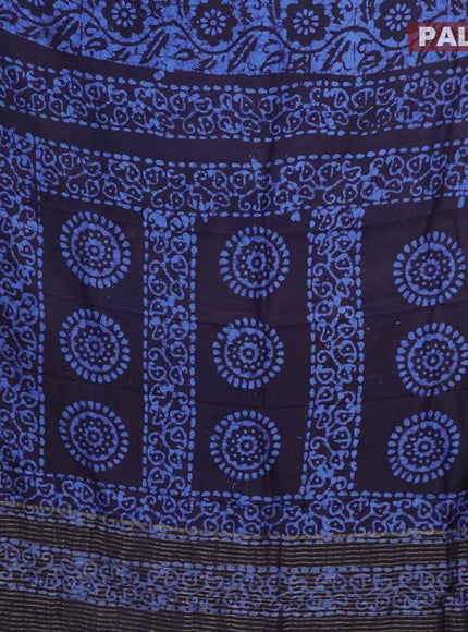 Semi dola saree dark blue with allover batik prints and kanjivaram style border - {{ collection.title }} by Prashanti Sarees