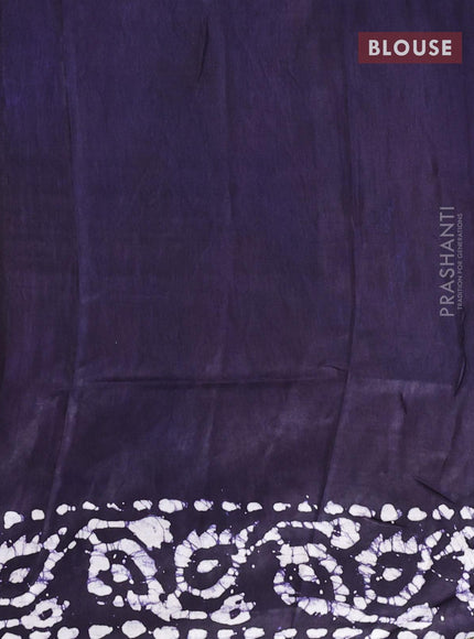 Semi dola saree dark navy blue and off white with allover batik prints and kanjivaram style border - {{ collection.title }} by Prashanti Sarees