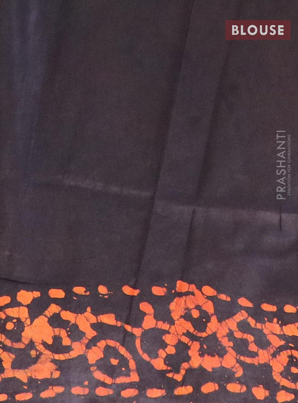 Semi dola saree deep coffee brown and orange with allover batik prints and kanjivaram style border - {{ collection.title }} by Prashanti Sarees