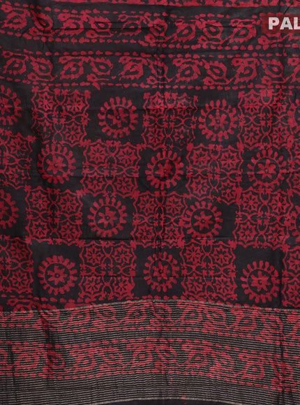 Semi dola saree deep coffee brown and red with allover batik prints and kanjivaram style border - {{ collection.title }} by Prashanti Sarees