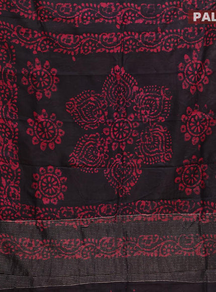 Semi dola saree deep jamun shade and dark pink with allover batik prints and kanjivaram style border - {{ collection.title }} by Prashanti Sarees