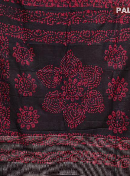 Semi dola saree deep jamun shade and maroon with allover batik prints and kanjivaram style border - {{ collection.title }} by Prashanti Sarees