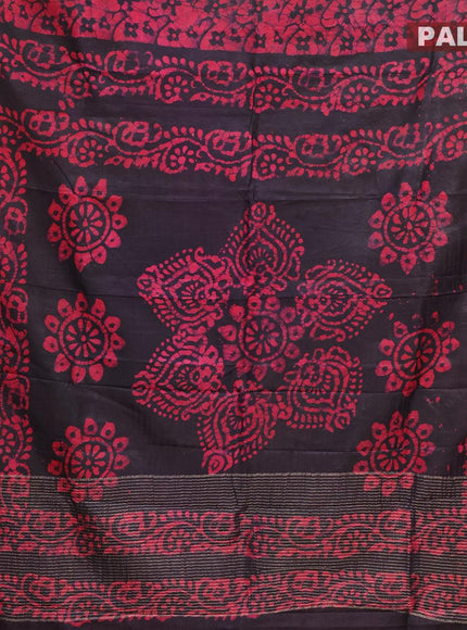 Semi dola saree deep jamun shade and pink with allover batik prints and kanjivaram style border - {{ collection.title }} by Prashanti Sarees