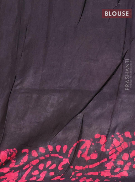 Semi dola saree deep jamun shade and pink with allover batik prints and kanjivaram style border - {{ collection.title }} by Prashanti Sarees