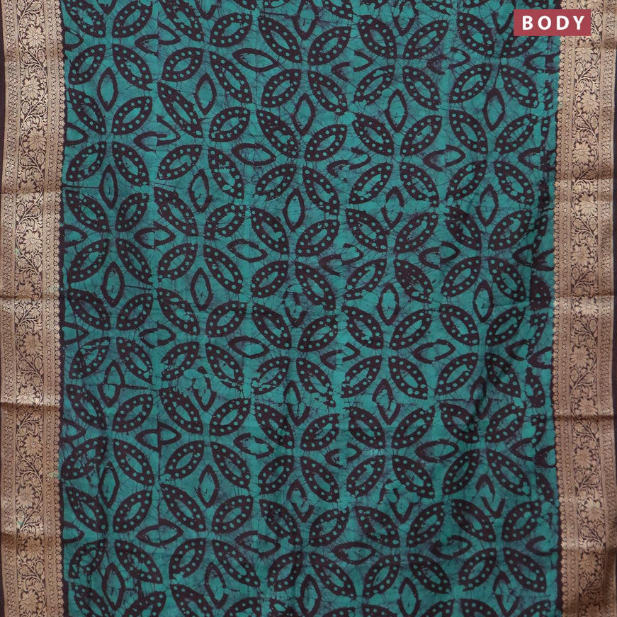 Semi dola saree deep jamun shade and teal blue shade with allover batik prints and kanjivaram style border - {{ collection.title }} by Prashanti Sarees