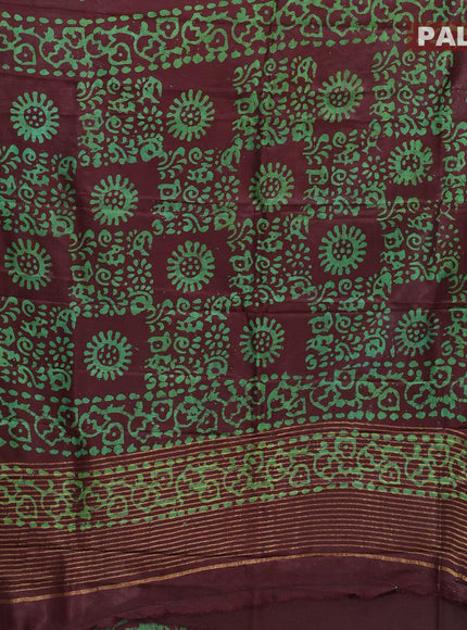 Semi dola saree deep maroon and green with allover batik prints and kanjivaram style border - {{ collection.title }} by Prashanti Sarees