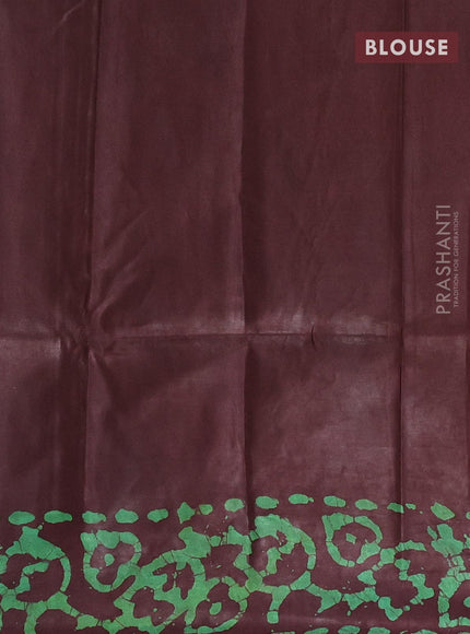 Semi dola saree deep maroon and green with allover batik prints and kanjivaram style border - {{ collection.title }} by Prashanti Sarees