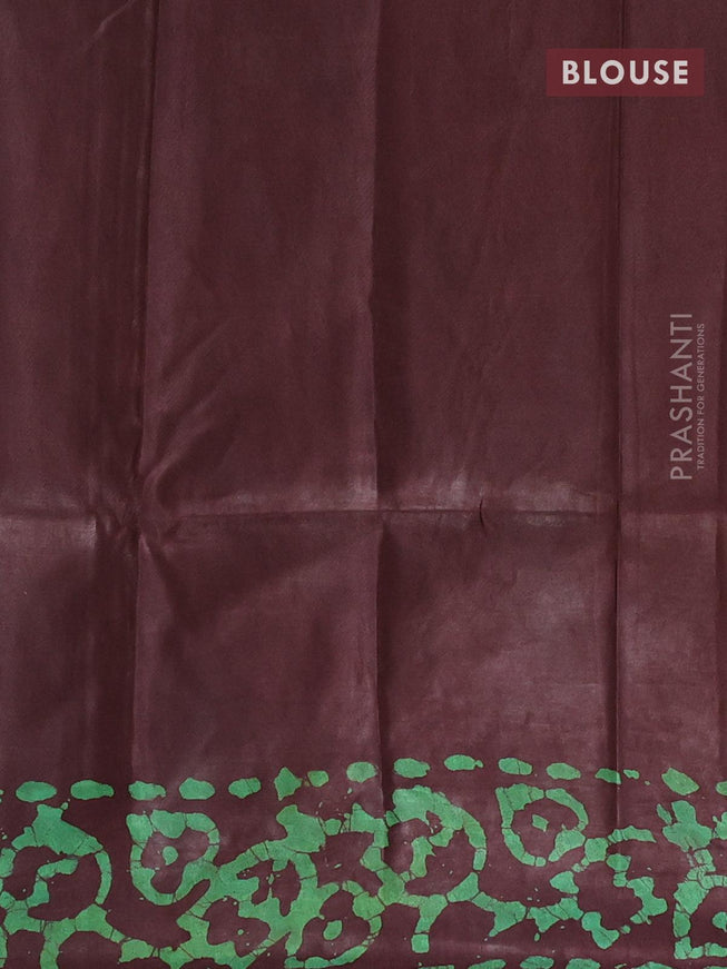 Semi dola saree deep maroon and green with allover batik prints and kanjivaram style border - {{ collection.title }} by Prashanti Sarees