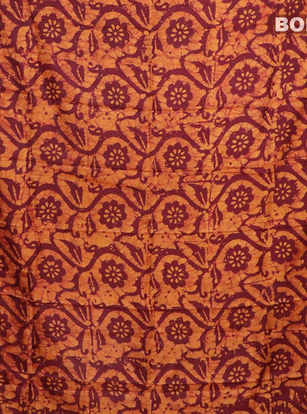 Semi dola saree deep maroon and mustard yellow with allover batik prints and kanjivaram style border - {{ collection.title }} by Prashanti Sarees